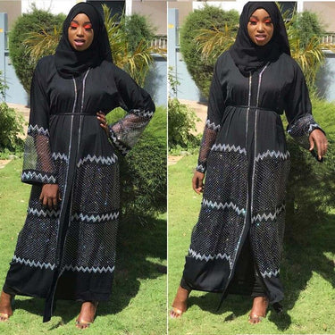 Dubai Fashion Turkey Net Islamic Muslim Women's Cardigan Abaya with Scarf  -  GeraldBlack.com