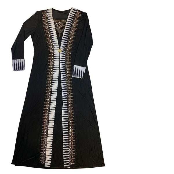 Dubai Muslim Islam Women's Black Knitted Loose Long Robe Abaya Dress  -  GeraldBlack.com