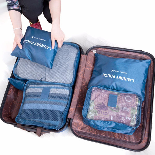Durable 6 Pieces One Set Large Capacity Nylon Packing Cube Travel Bag  -  GeraldBlack.com