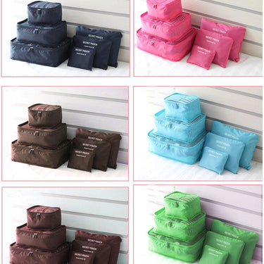 Durable 6 Pieces One Set Large Capacity Nylon Packing Cube Travel Bag - SolaceConnect.com