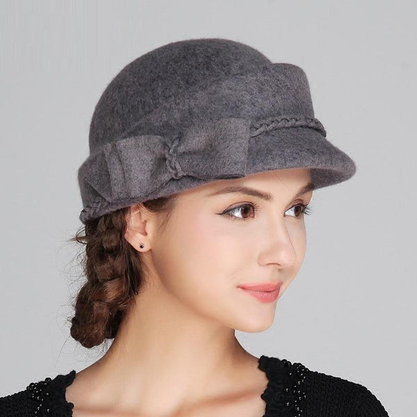 Elegant Autumn Winter Fashion Woolen Felt Beret Cap for Women - SolaceConnect.com