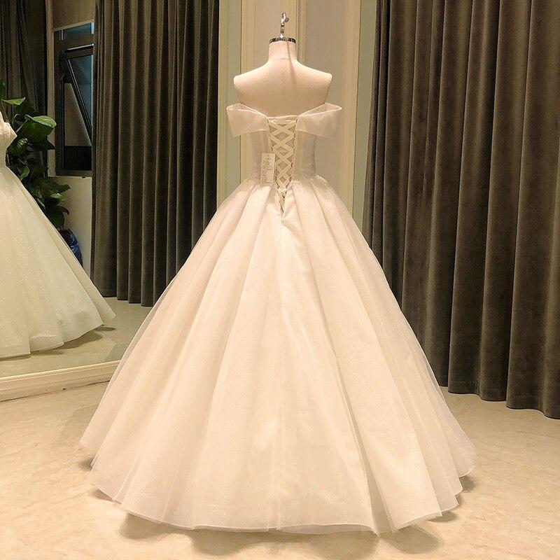 Elegant Bridal Off Shoulder Simple Ball Gown Wedding Dress with Beads  -  GeraldBlack.com