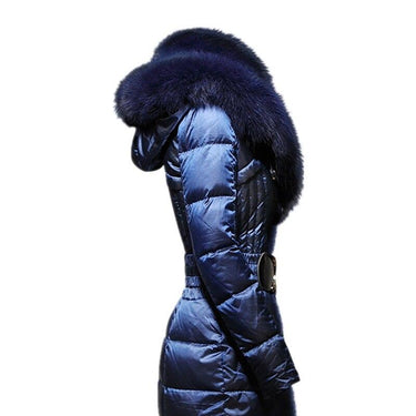 Fashion Winter Down Jacket Women Fox Fur Collar Slim Warm Down Coat Female Long Parka Ladies Elegant - SolaceConnect.com