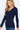 Elegant Fashion Women's Navy Long Sleeves V-Neck Placket Thermal Top - SolaceConnect.com