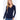 Elegant Fashion Women's Navy Long Sleeves V-Neck Placket Thermal Top  -  GeraldBlack.com