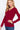 Elegant Fashion Women's Wine Long Sleeves V-Neck Placket Thermal Top - SolaceConnect.com