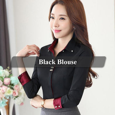 Elegant Female Casual Long Sleeve Turn-down Collar Autumn Blouse Shirt - SolaceConnect.com