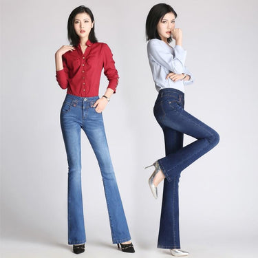 Elegant Retro Style Women's Cotton High Waist Bell Bottom Flare Jeans Pants  -  GeraldBlack.com