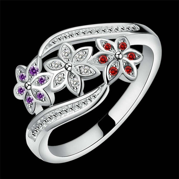 Elegant Silver Plated Christmas Fashion Crystal Wedding Ring for Women - SolaceConnect.com