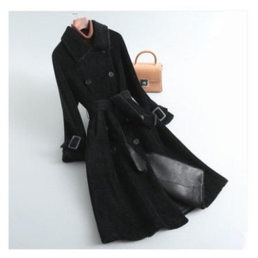 Elegant Winter Women's Solid Sheep Shearling Wool Fur Long Coats & Jackets  -  GeraldBlack.com
