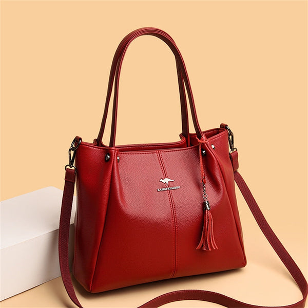 Elegant Women Cowhide Handbag Shoulder Crossbody Genuine Leather Bag Bridal Red Messenger Sac  -  GeraldBlack.com