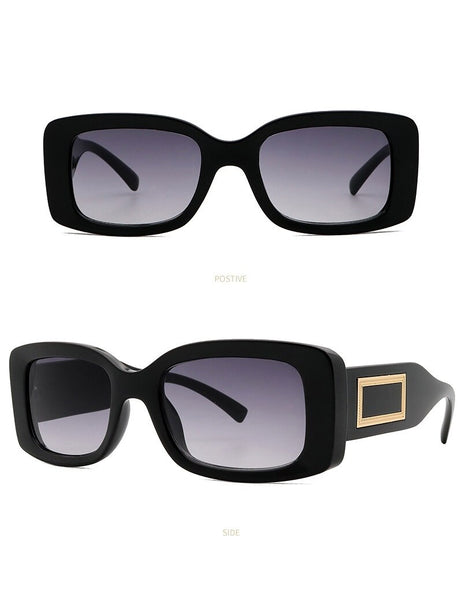 Elegant Women's Classic Black Retro Fashion Medium Square Sunglasses - SolaceConnect.com