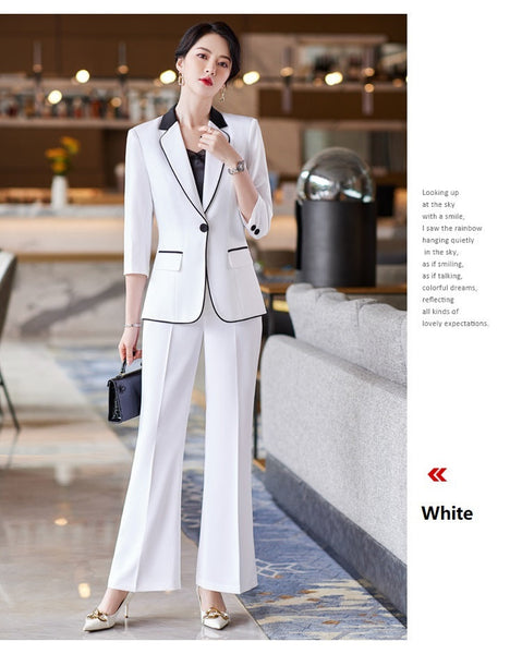 Elegant Women's Top with Pants Business Office Professional Work Wear  -  GeraldBlack.com
