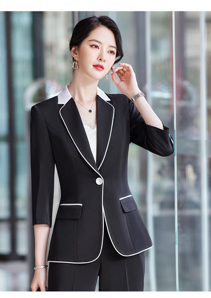 Elegant Women's Top with Pants Business Office Professional Work Wear  -  GeraldBlack.com