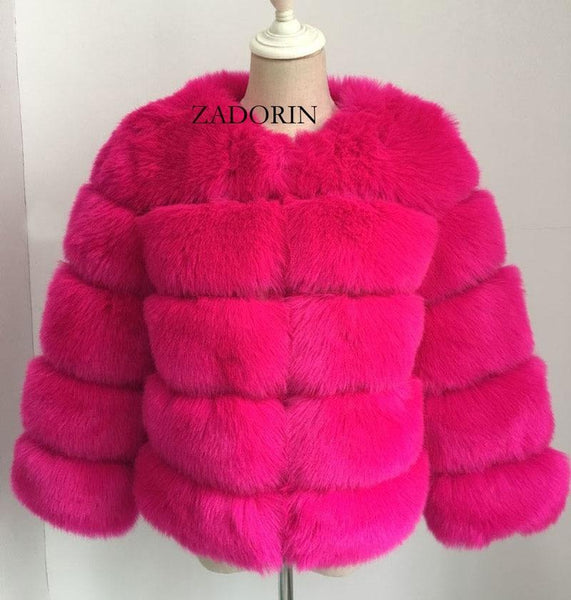 Elegant Women's Winter Fashion Faux Fur Thick Warm Outerwear Mink Coats - SolaceConnect.com