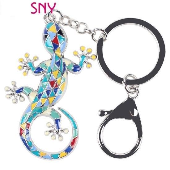 Enamel Alloy Gecko Lizard Alloy Metal Key Chain Pom Gift for Women - SolaceConnect.com