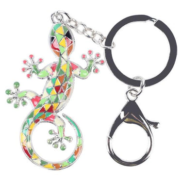 Enamel Alloy Gecko Lizard Alloy Metal Key Chain Pom Gift for Women - SolaceConnect.com