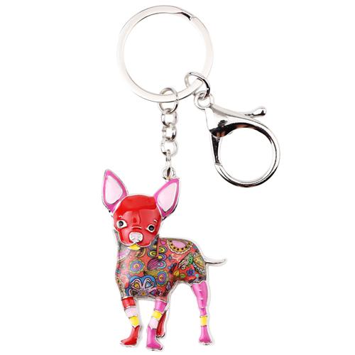 Enamel Cute Chihuahuas Dog Key Chain Pom Gift for Women & Girls - SolaceConnect.com