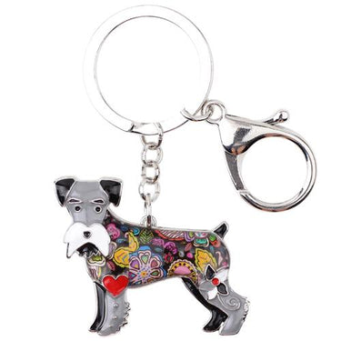 Enamel Schnauzer Dog Terrier Key Chain Jewelry for Women's Bag - SolaceConnect.com
