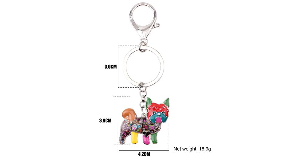 Enamel Yorkie Yorkshire Dog Key Chain Bag Pendant Jewelry for Women - SolaceConnect.com