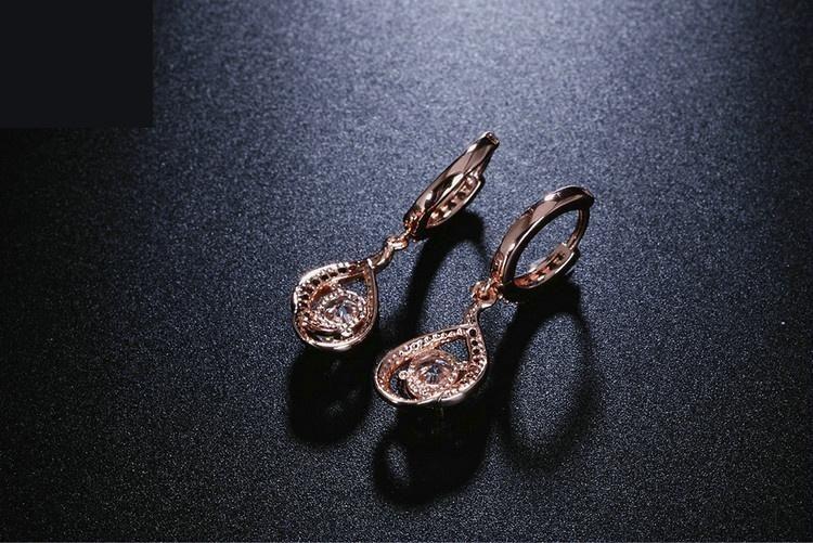 Engagement Jewelry Spiral Rose Gold Cubic Zirconia Dangle Drop Earrings - SolaceConnect.com