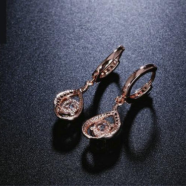 Engagement Jewelry Spiral Rose Gold Cubic Zirconia Dangle Drop Earrings - SolaceConnect.com