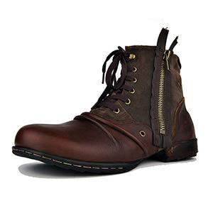England Style Genuine Leather Motorcycle Ankle Boots Shoes for Men - SolaceConnect.com