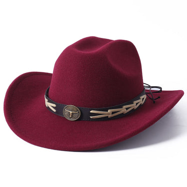 Ethnic Style Western Cowboy Bull Shaped Decor Church Jazz Women Gentleman Elegant Cowgirl Hats  -  GeraldBlack.com