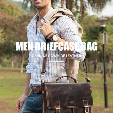 European and American Leather Men Business Multi Function Laptop Shoulder Crossbody Handbag  -  GeraldBlack.com
