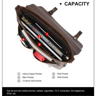 European and American Leather Men Business Multi Function Laptop Shoulder Crossbody Handbag  -  GeraldBlack.com