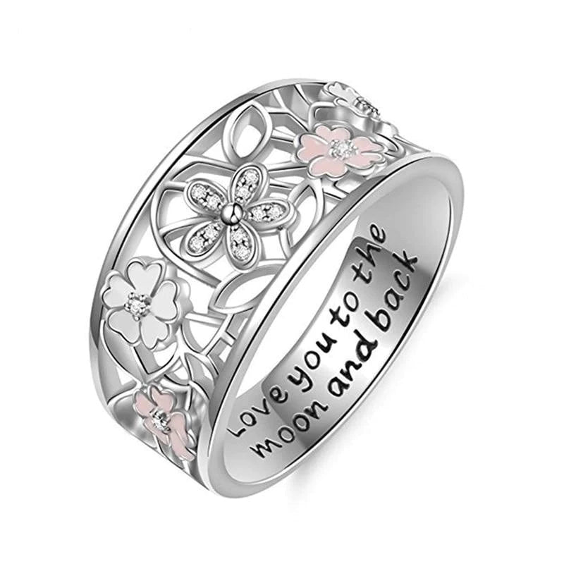 European Classic Style Women's Hollow Flower Forever Love Wedding Ring - SolaceConnect.com