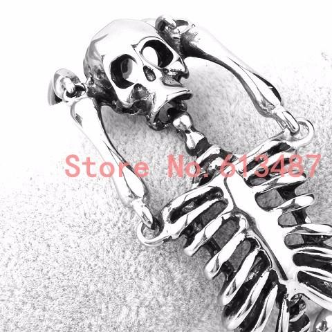 European Halloween Skull Skeleton Stainless Steel Bracelet for Men - SolaceConnect.com