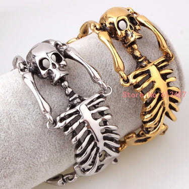European Halloween Skull Skeleton Stainless Steel Bracelet for Men  -  GeraldBlack.com