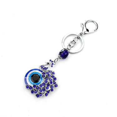 Evil Eye Jewelry Fashion Blue Crystal Peacock Keychain Trinket Gift - SolaceConnect.com
