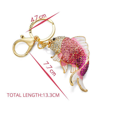 Exquisite Enamel Crystal Goldfish Pendant Key Chain Holder for Handbag - SolaceConnect.com