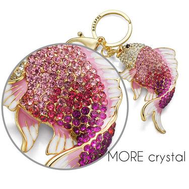 Exquisite Enamel Crystal Goldfish Pendant Key Chain Holder for Handbag - SolaceConnect.com