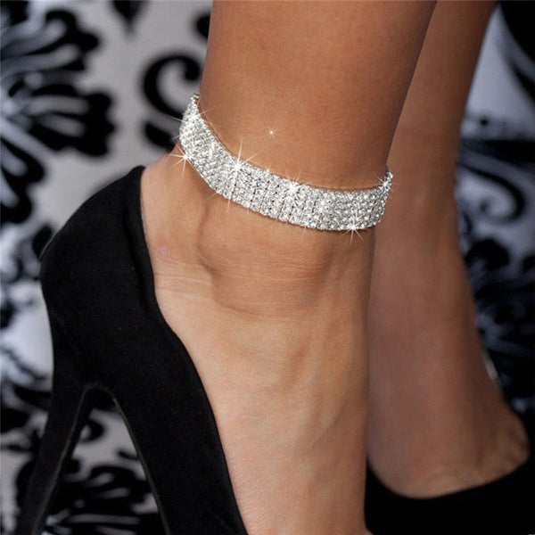 Exquisite Luxury Party Silver Color Gold Rhinestone Anklet for Women  -  GeraldBlack.com