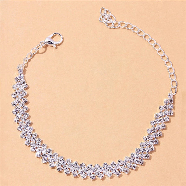 Exquisite Luxury Party Silver Color Gold Rhinestone Anklet for Women  -  GeraldBlack.com