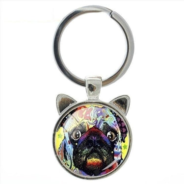 Exquisite Workmanship Cute Pet Dog Art Glass Cabochon Unisex Keychain - SolaceConnect.com