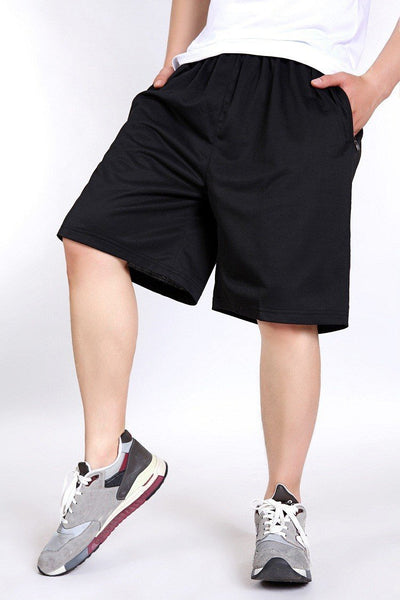Extra Large Big Size Men's Solid Baggy Loose Elastic Cotton Casual Shorts - SolaceConnect.com