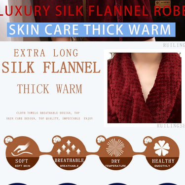 Extra Long Soft Silk Warm Flannel Femme Bathrobe for Men and Women  -  GeraldBlack.com