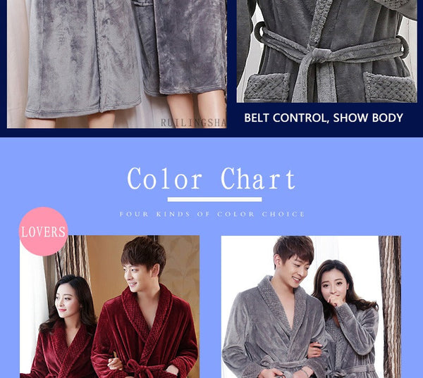 Extra Long Soft Silk Warm Flannel Femme Bathrobe for Men and Women  -  GeraldBlack.com