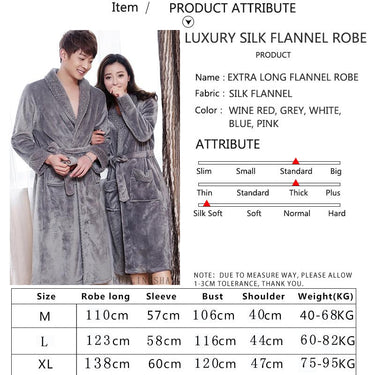 Extra Long Soft Silk Warm Flannel Femme Bathrobe for Men and Women - SolaceConnect.com