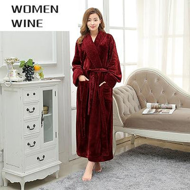 Extra Long Soft Silk Warm Flannel Femme Bathrobe for Men and Women - SolaceConnect.com