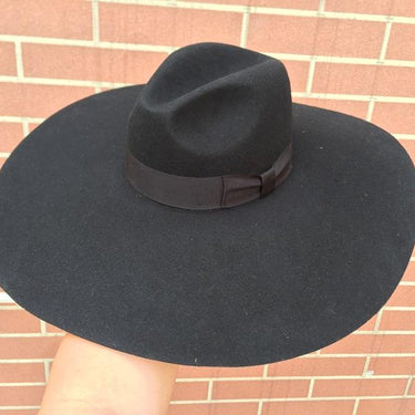 Extra Soft Wide Black Wool Felt Large Brim Fedora Fashion Hat for Women - SolaceConnect.com