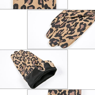 Fall and Winter Women Genuine Leather Goatskin Mittens Gloves Casual Driving Leopard Print GSL004  -  GeraldBlack.com