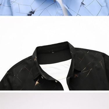 Fall Men's Fashion Printed Casual Large Size White Black Blue Long Sleeve Shirt 5XL 6XL 7XL  -  GeraldBlack.com