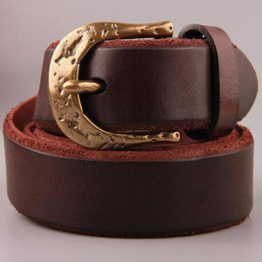 Cow Genuine Skin Leather Belts Brass Pin Buckle Metal Belt for Men Fancy Vintage Mens Jeans - SolaceConnect.com