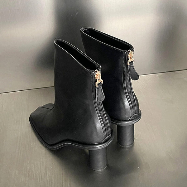 Fashion Ankle Boots Square Toe Simple Back Zipper Soft Leather Chelsea Boots Sexy Spring Autumn  -  GeraldBlack.com