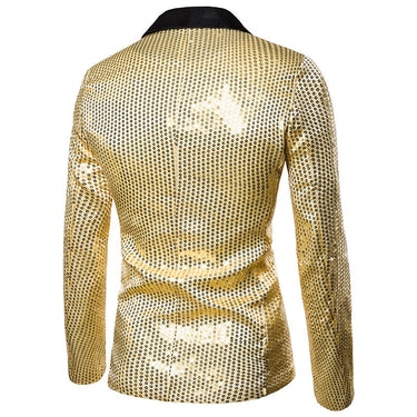 Fashion Black Sequin Men's Shiny Suit Jacket One Button Blazer for Male Nightclub Singers Stage Dress  -  GeraldBlack.com